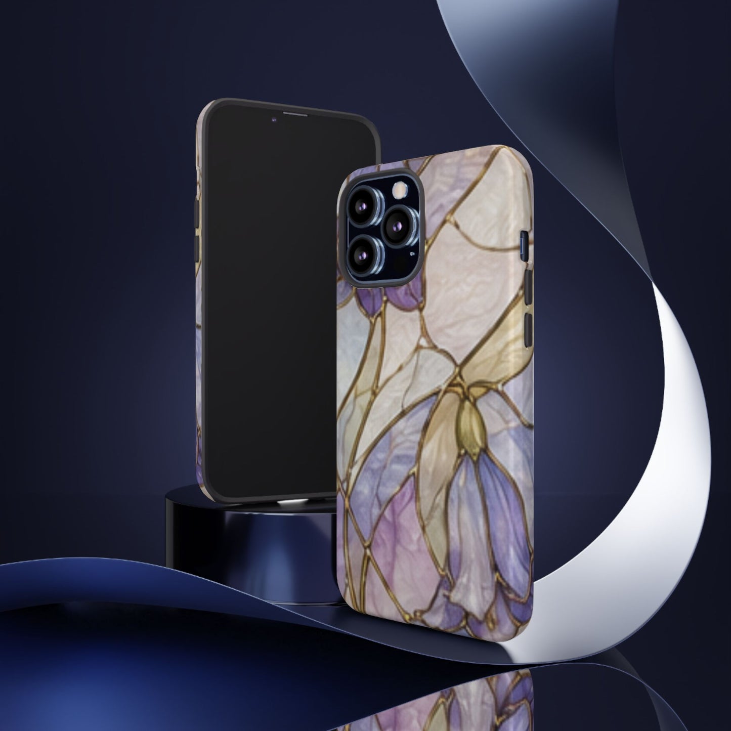 Lilac Meadows Stained Floral Glass Phone Case – Purple Lily Tough Case