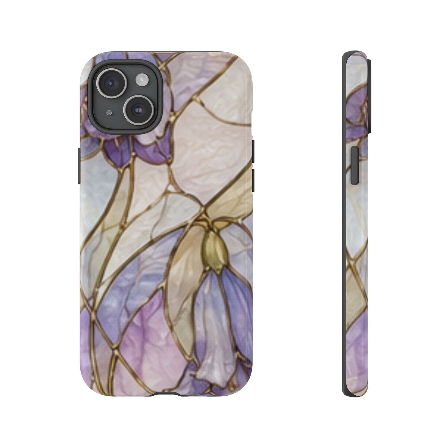 Lilac Meadows Stained Floral Glass Phone Case – Purple Lily Tough Case
