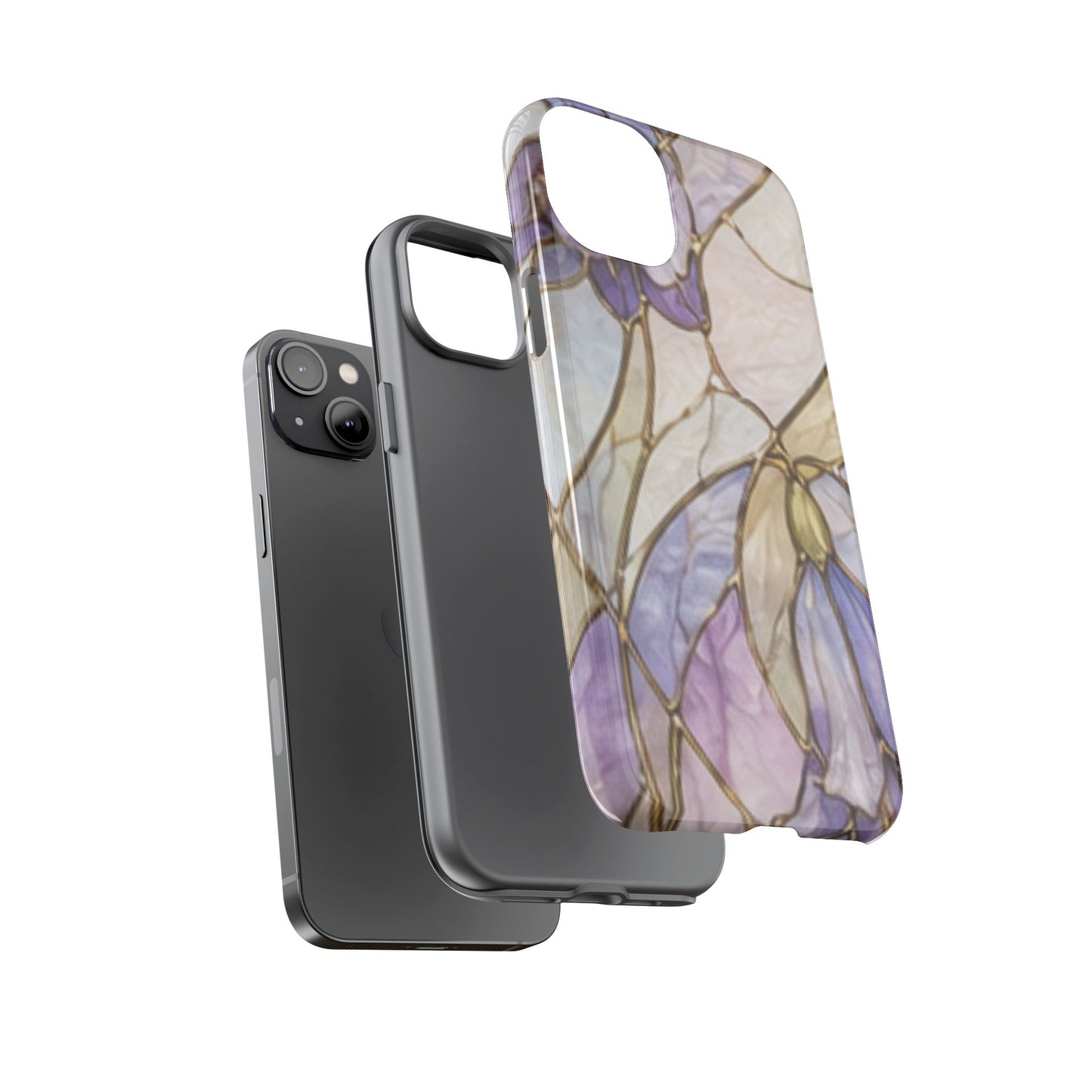 Lilac Meadows Stained Floral Glass Phone Case – Purple Lily Tough Case
