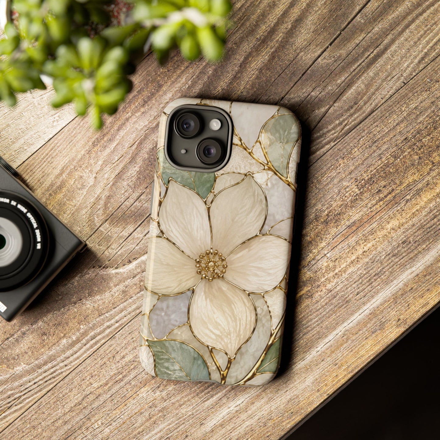 Ivory Bloom White Floral Tough Case - Stained Florals Collection Phone Case