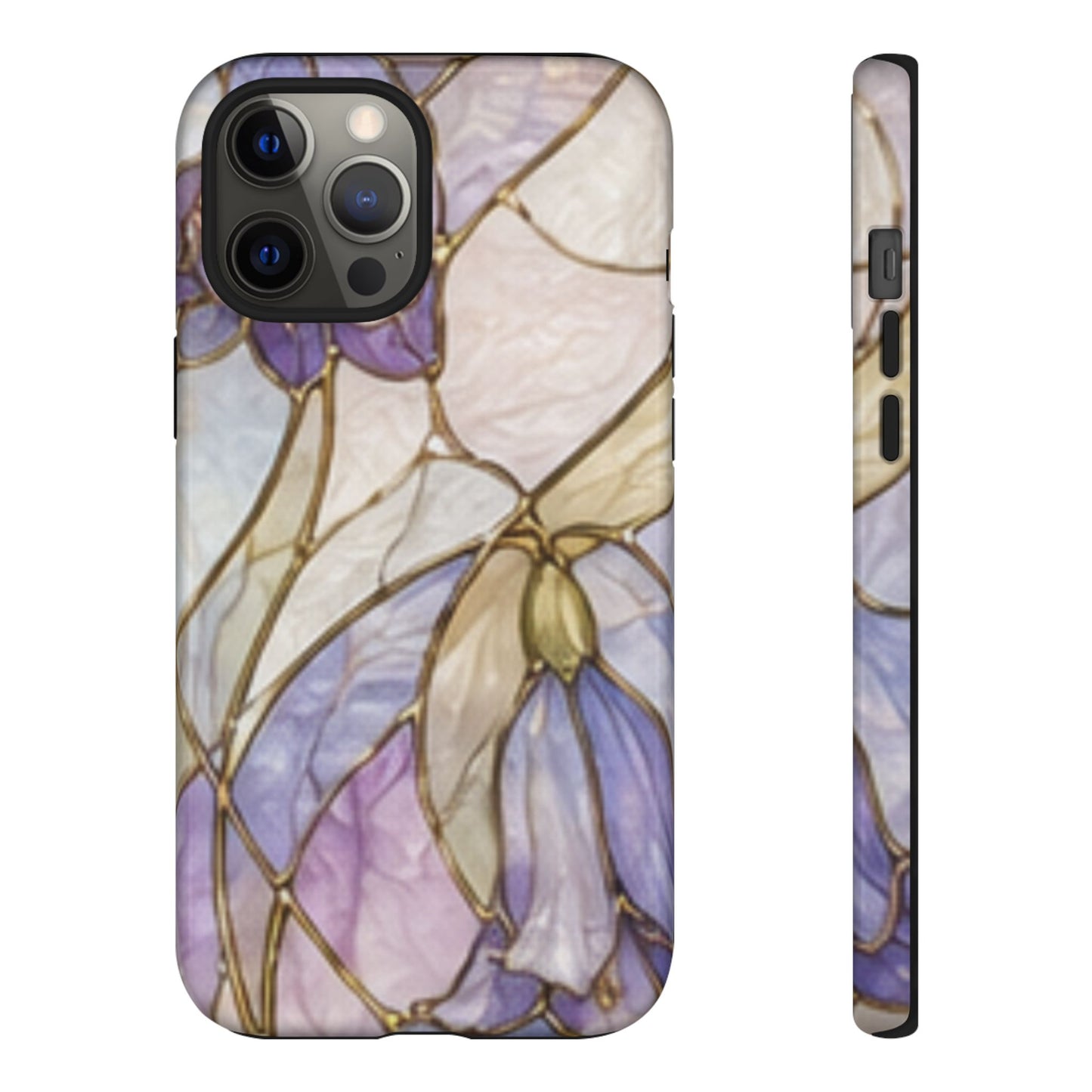 Lilac Meadows Stained Floral Glass Phone Case – Purple Lily Tough Case