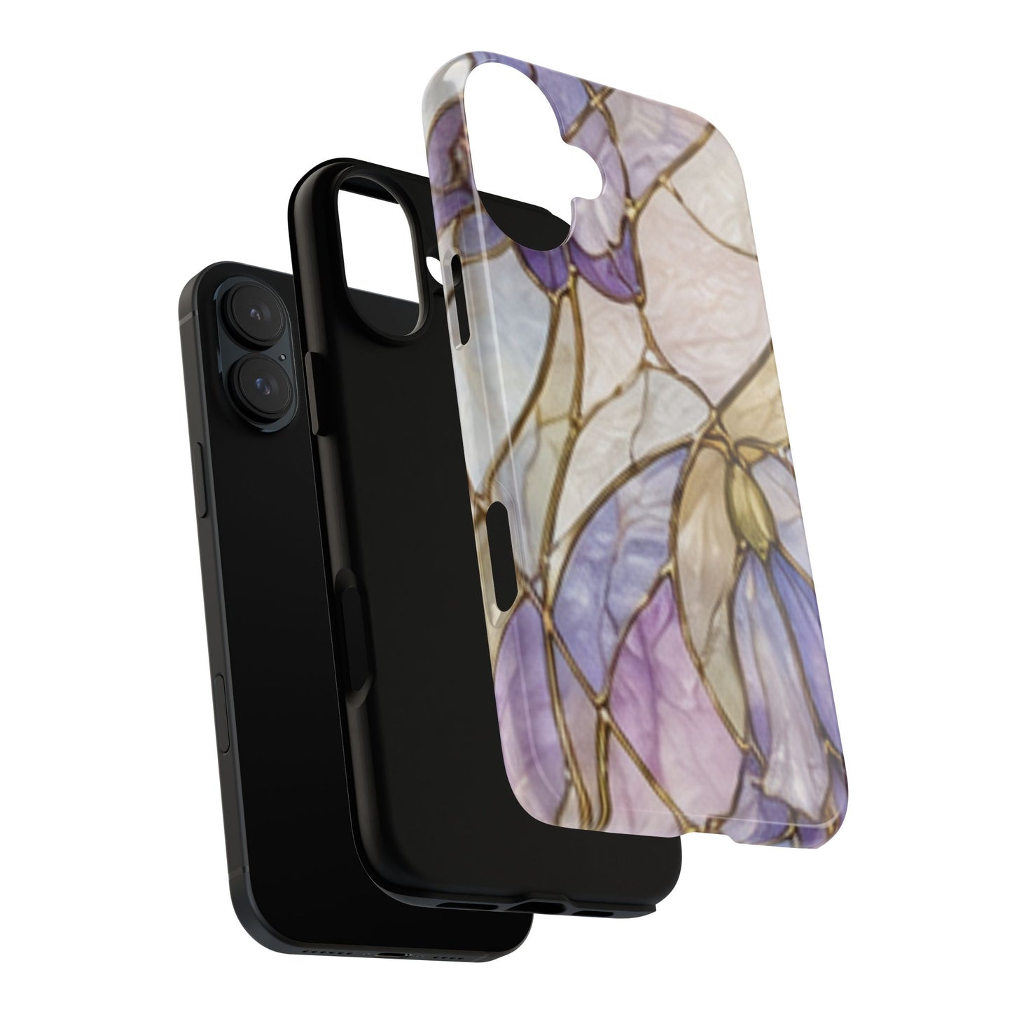 Lilac Meadows Stained Floral Glass Phone Case – Purple Lily Tough Case