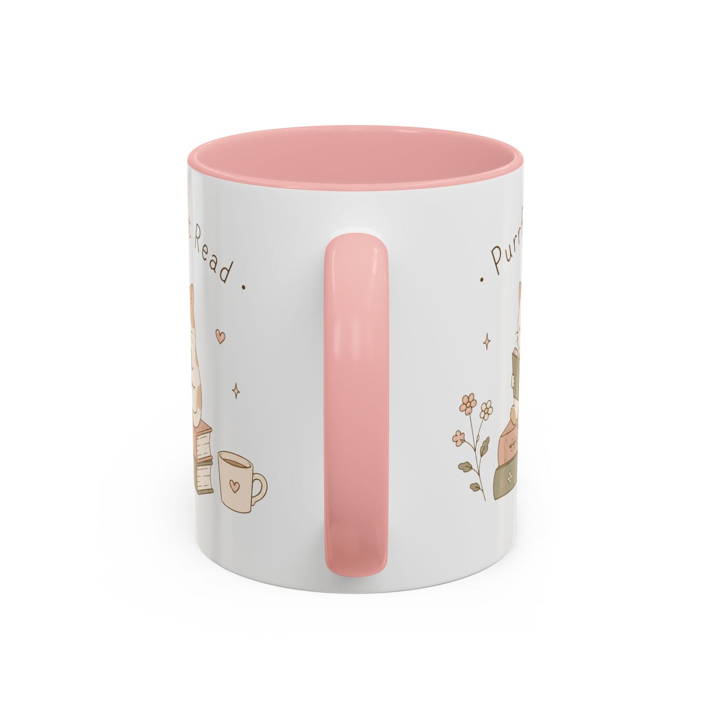 Purrfect Read Ceramic Accent Mug — Cute Cat Reading Coffee Mug (11/15 oz)