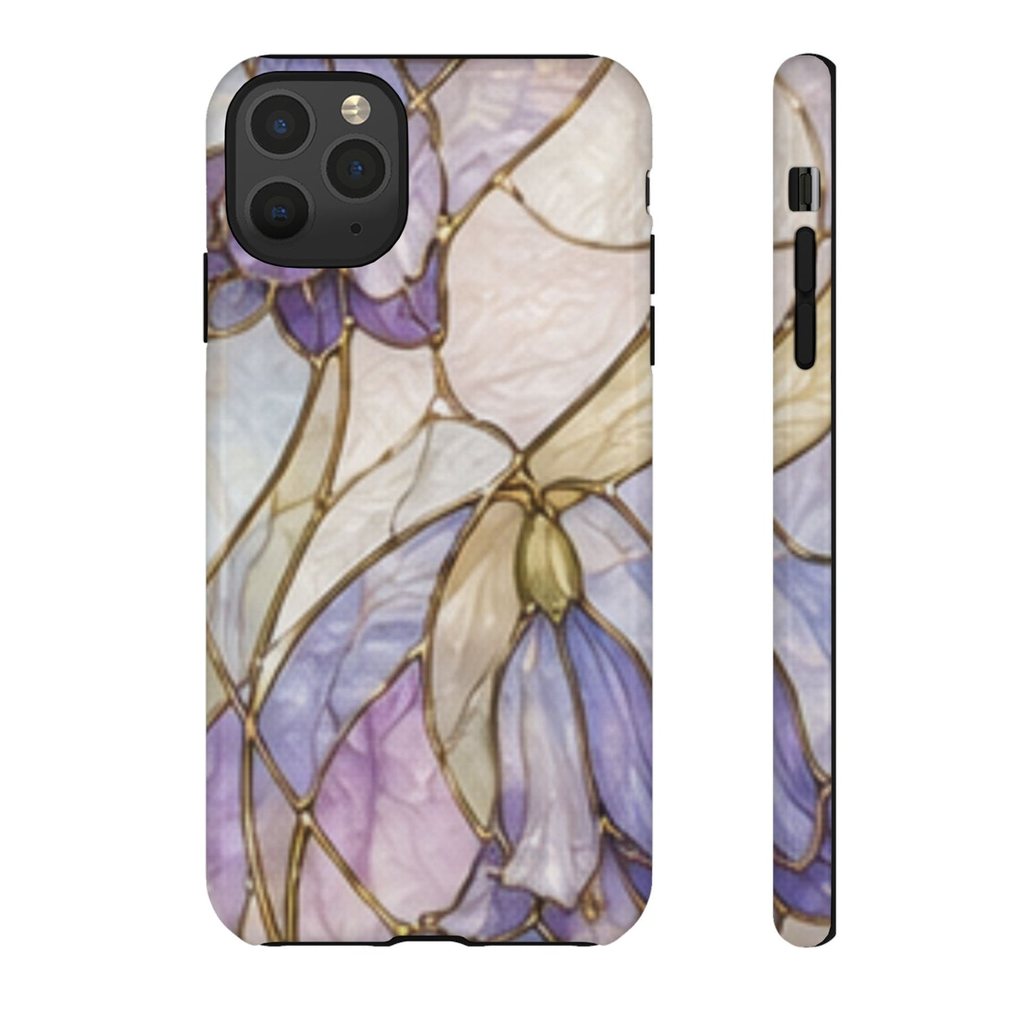 Lilac Meadows Stained Floral Glass Phone Case – Purple Lily Tough Case