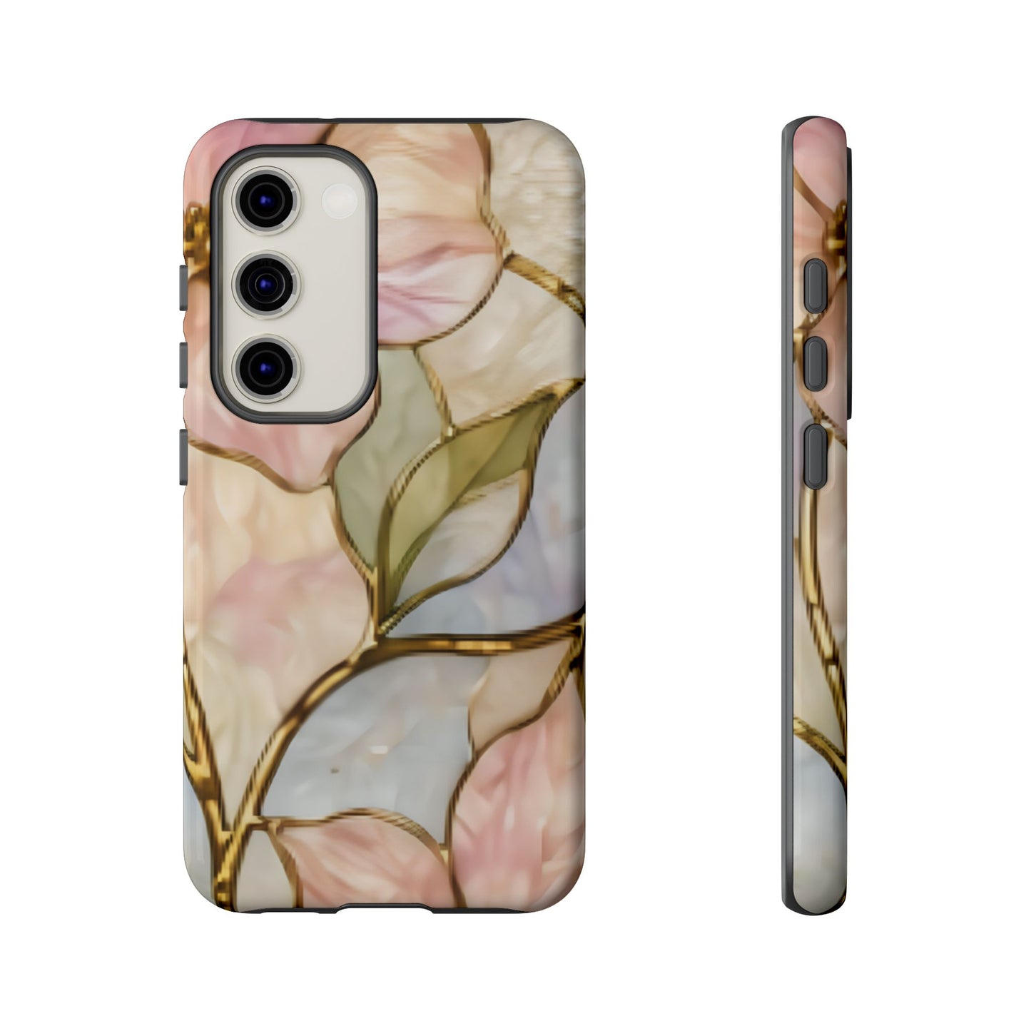 Pink Petals Floral Stained Glass Tough Case — Pastel Pink Protective Phone Cover