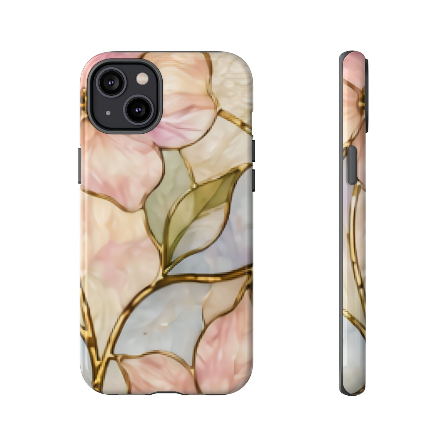 Pink Petals Floral Stained Glass Tough Case — Pastel Pink Protective Phone Cover