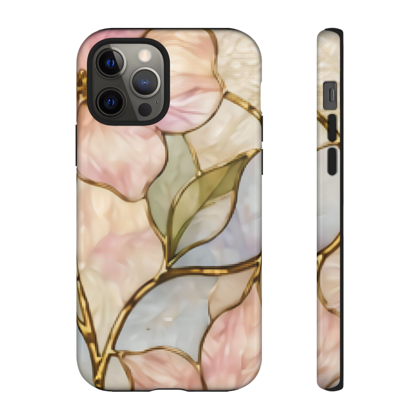Pink Petals Floral Stained Glass Tough Case — Pastel Pink Protective Phone Cover