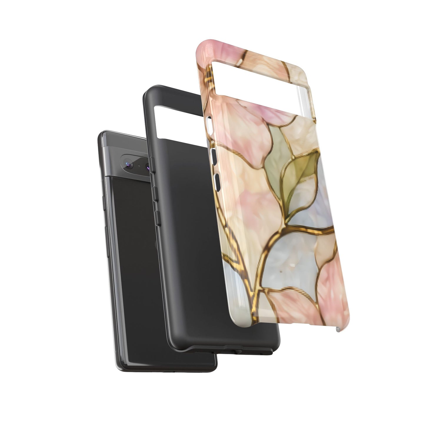 Pink Petals Floral Stained Glass Tough Case — Pastel Pink Protective Phone Cover