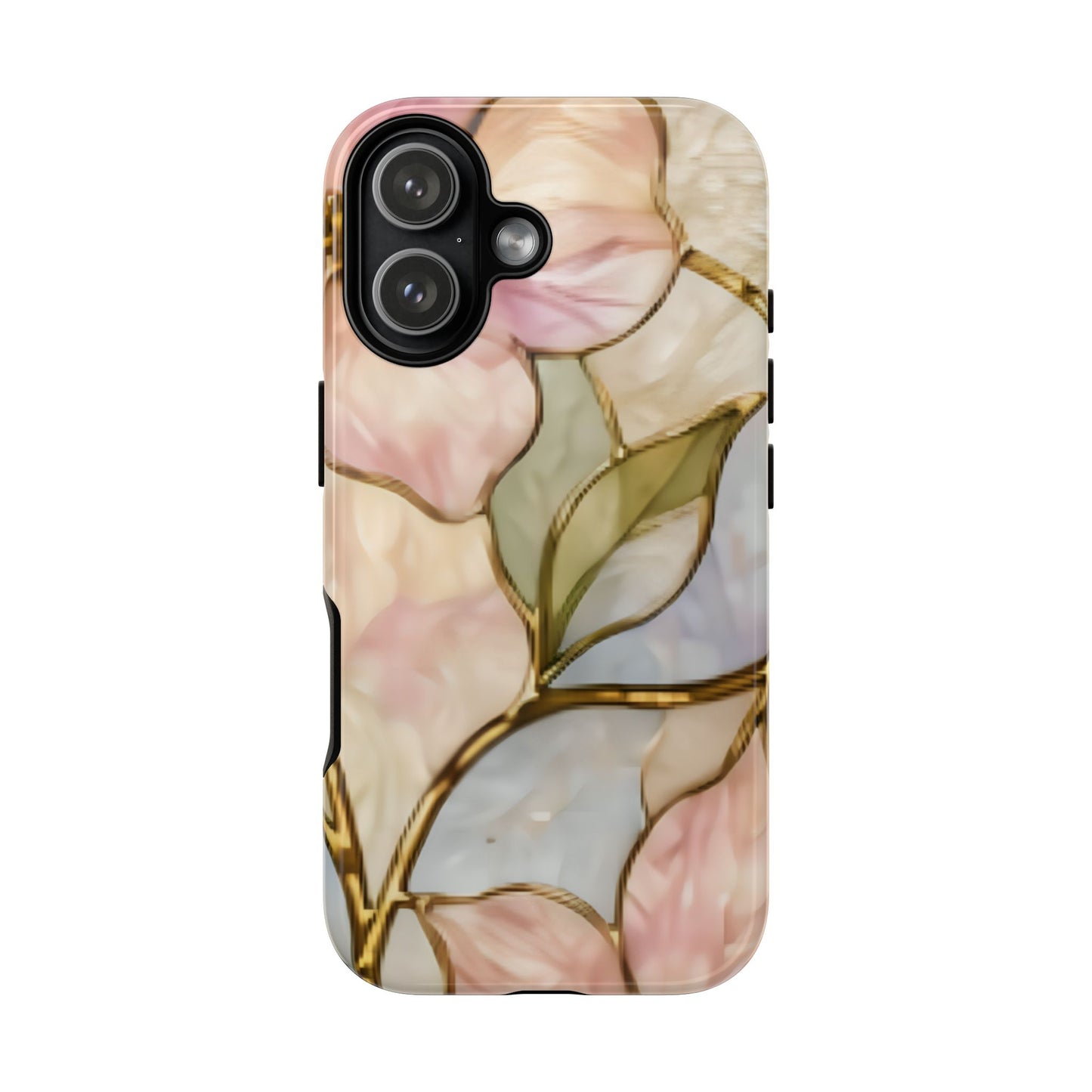 Pink Petals Floral Stained Glass Tough Case — Pastel Pink Protective Phone Cover