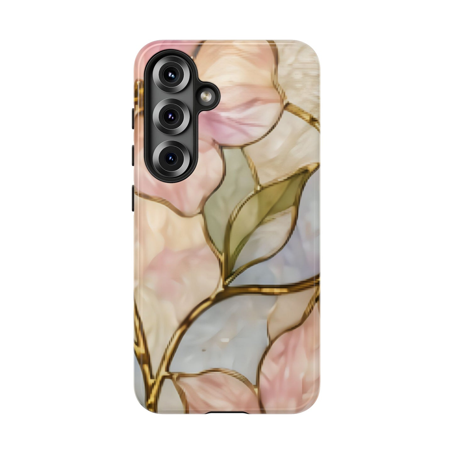 Pink Petals Floral Stained Glass Tough Case — Pastel Pink Protective Phone Cover