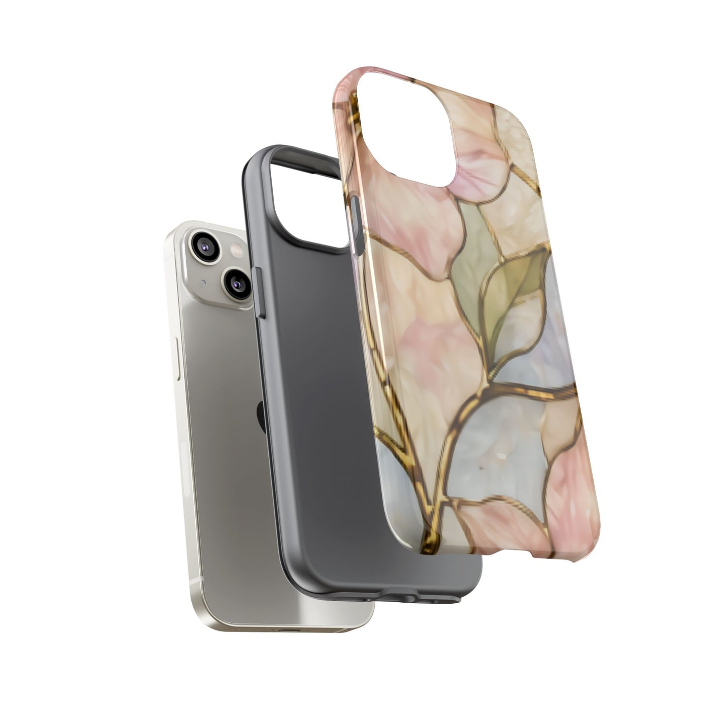 Pink Petals Floral Stained Glass Tough Case — Pastel Pink Protective Phone Cover