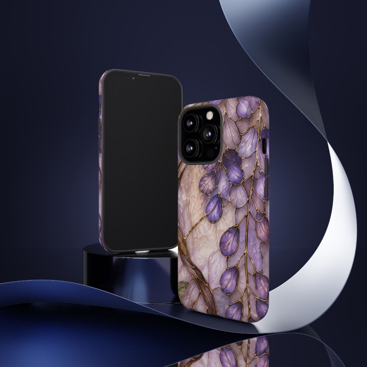 Wisteria Wilows Floral Lavender Vines Tough Phone Case- Stained glass floral collection