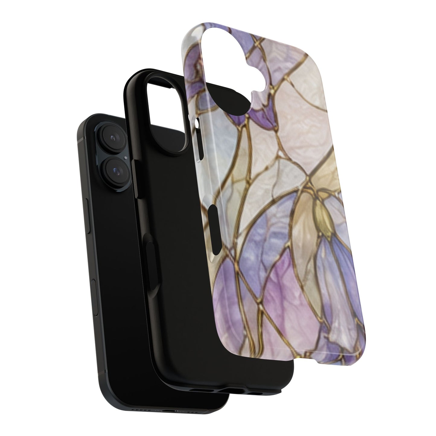 Lilac Meadows Stained Floral Glass Phone Case – Purple Lily Tough Case