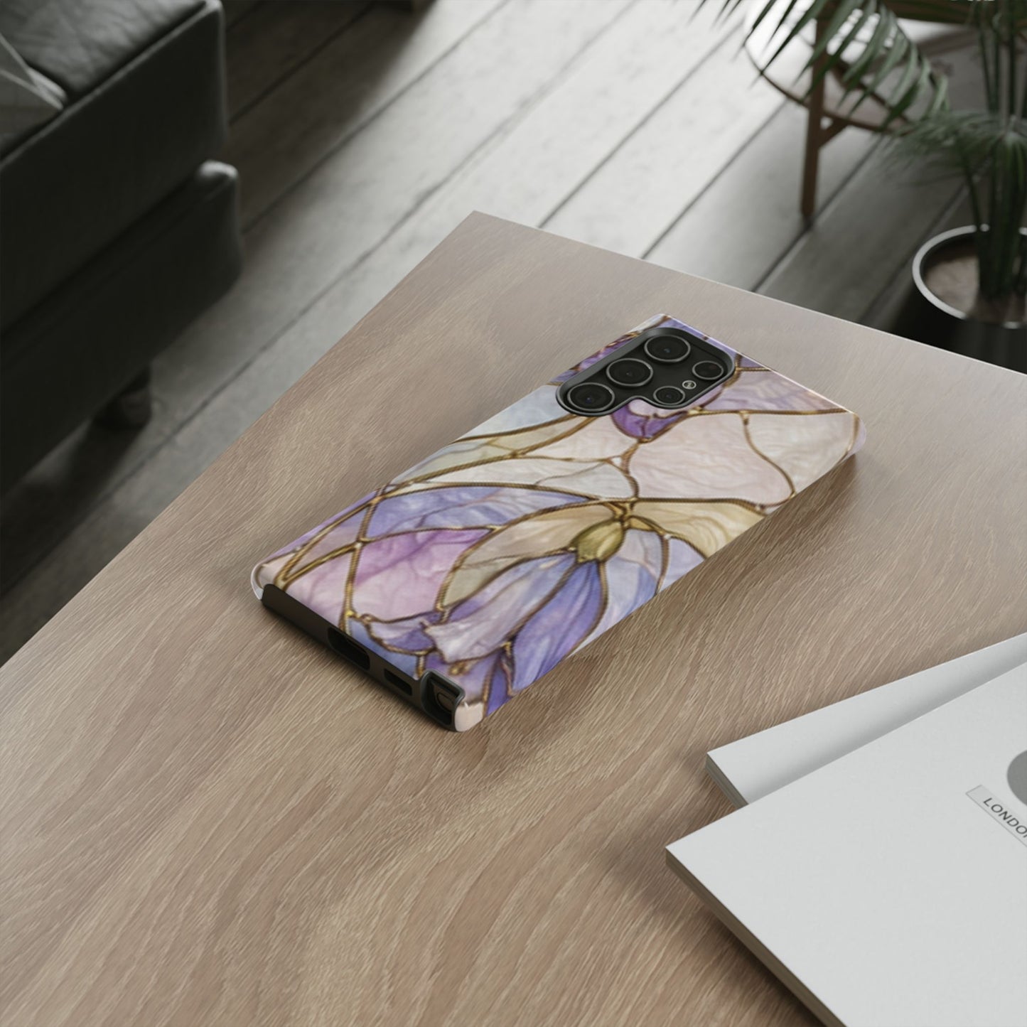 Lilac Meadows Stained Floral Glass Phone Case – Purple Lily Tough Case