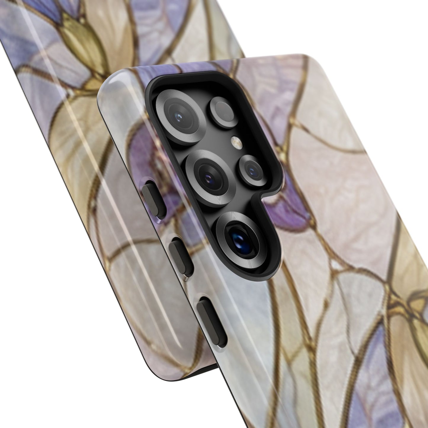 Lilac Meadows Stained Floral Glass Phone Case – Purple Lily Tough Case