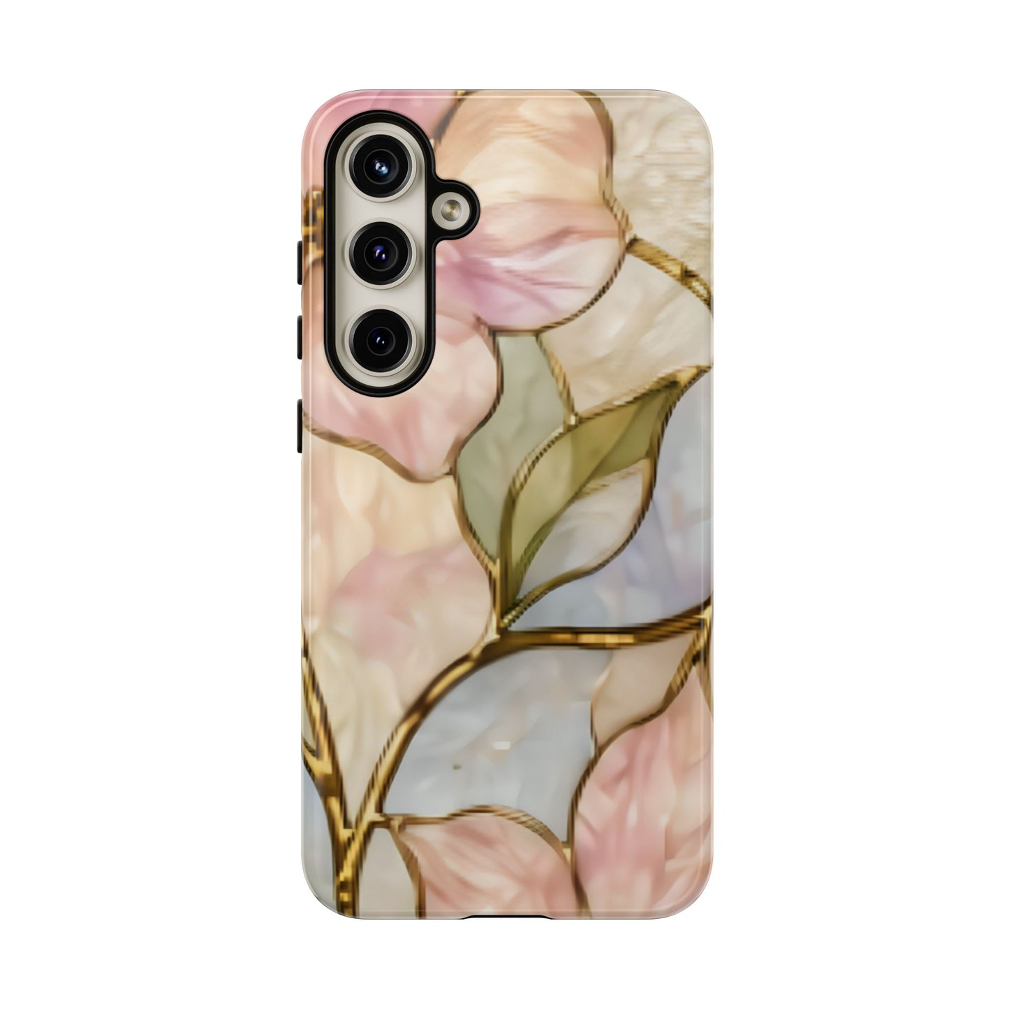 Pink Petals Floral Stained Glass Tough Case — Pastel Pink Protective Phone Cover