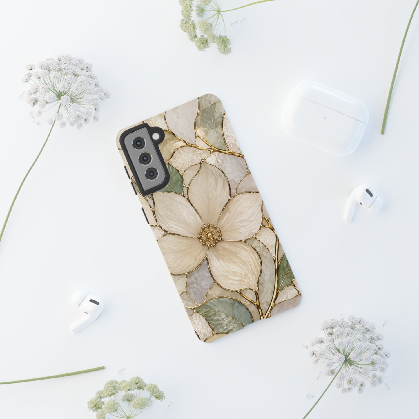 Ivory Bloom White Floral Tough Case - Stained Florals Collection Phone Case