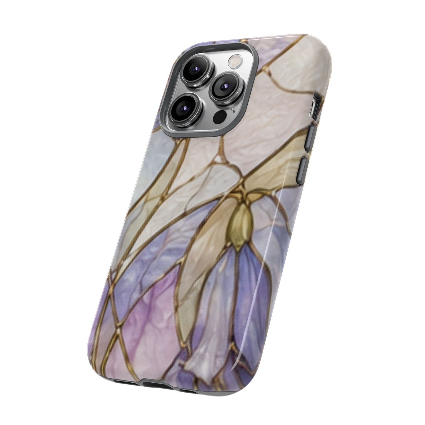 Lilac Meadows Stained Floral Glass Phone Case – Purple Lily Tough Case