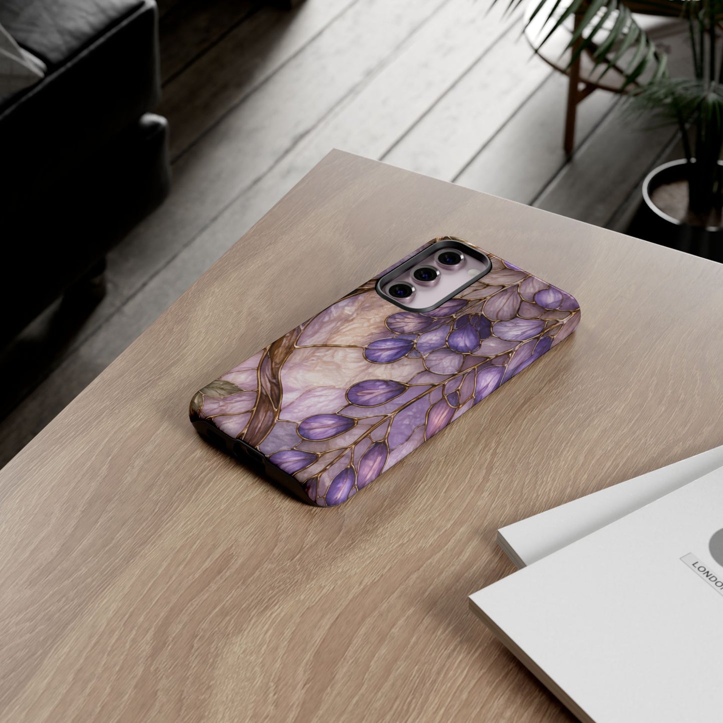 Wisteria Wilows Floral Lavender Vines Tough Phone Case- Stained glass floral collection