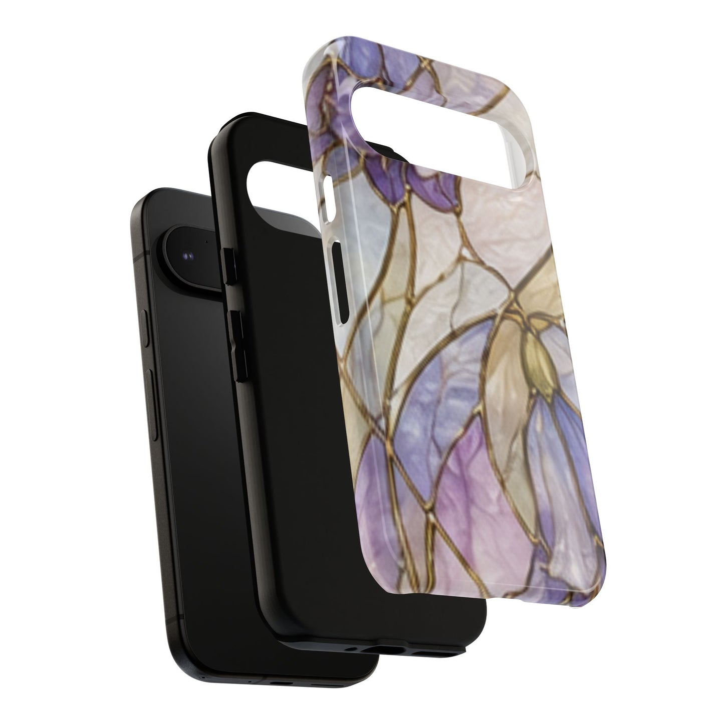 Lilac Meadows Stained Floral Glass Phone Case – Purple Lily Tough Case