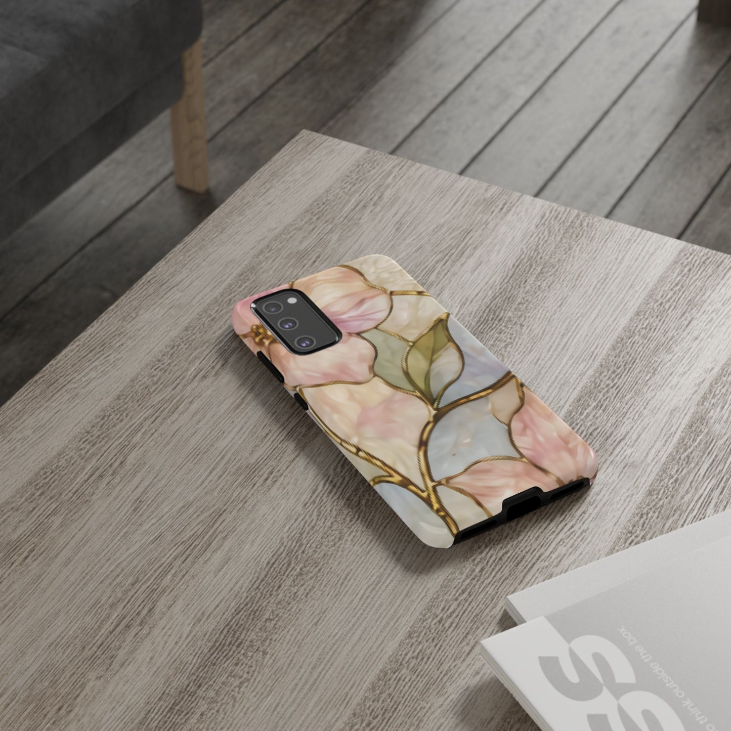 Pink Petals Floral Stained Glass Tough Case — Pastel Pink Protective Phone Cover