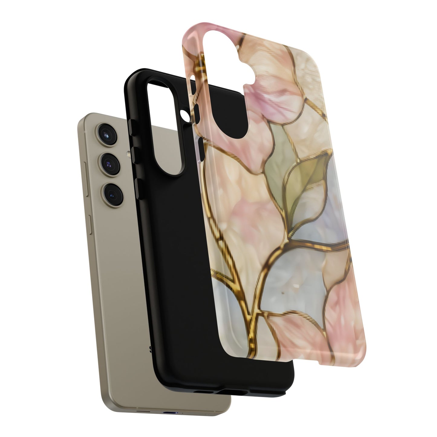 Pink Petals Floral Stained Glass Tough Case — Pastel Pink Protective Phone Cover