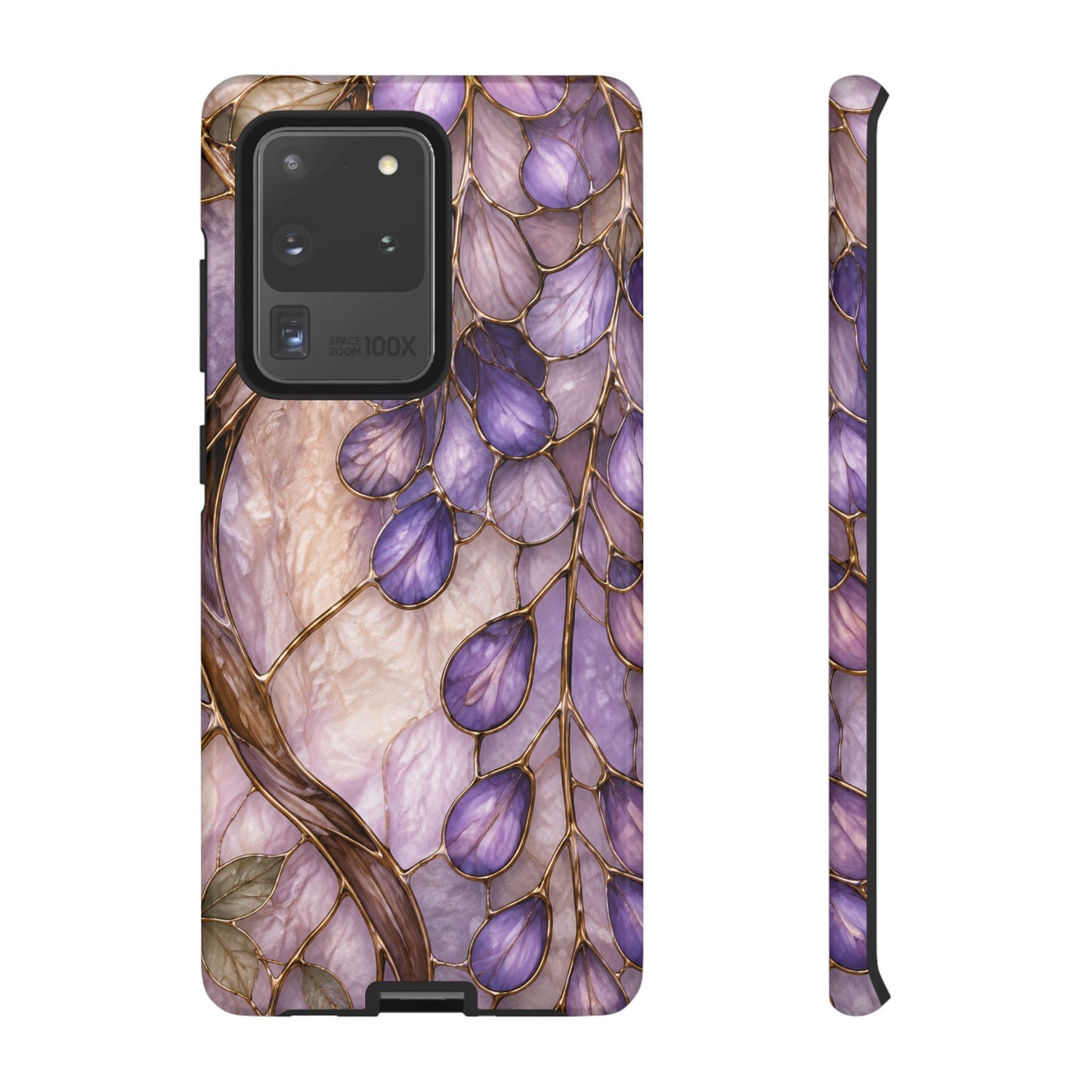 Wisteria Wilows Floral Lavender Vines Tough Phone Case- Stained glass floral collection