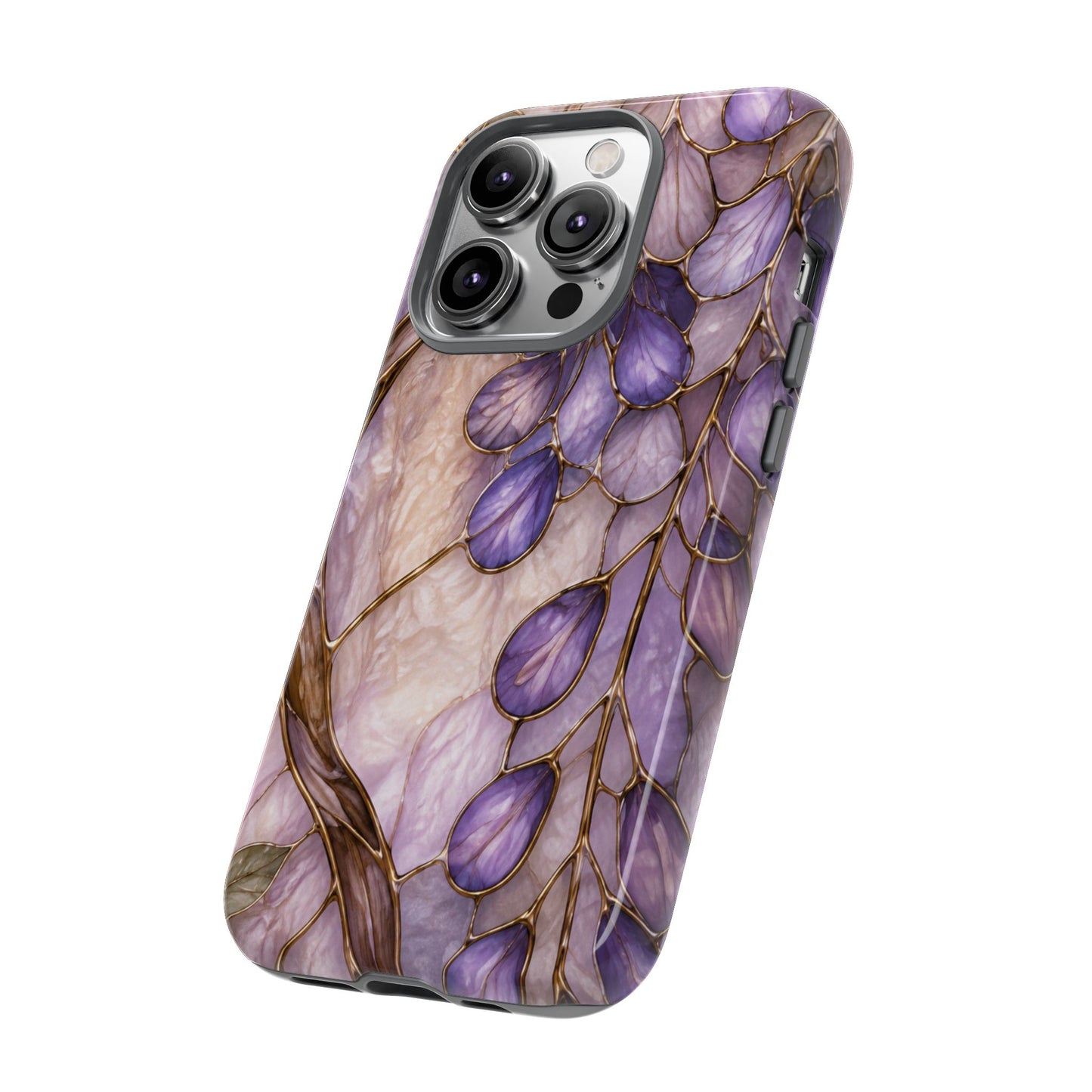 Wisteria Wilows Floral Lavender Vines Tough Phone Case- Stained glass floral collection