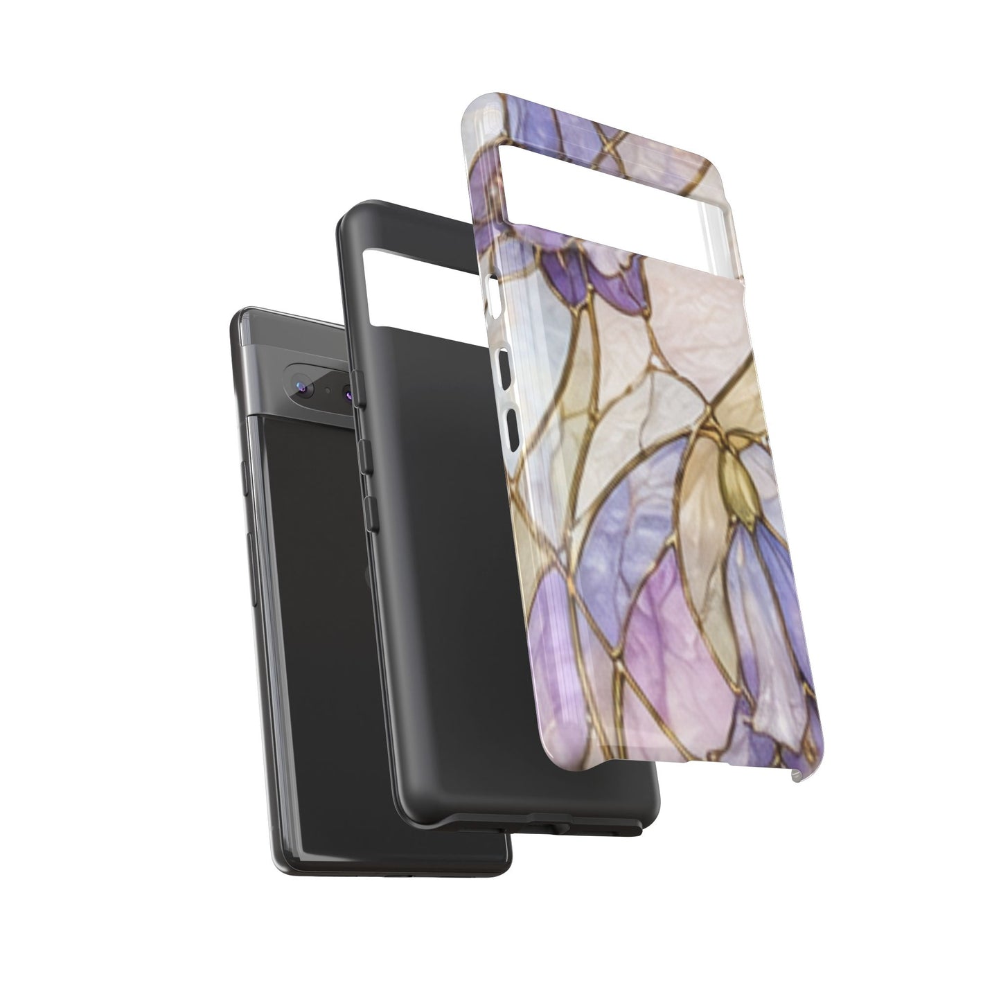 Lilac Meadows Stained Floral Glass Phone Case – Purple Lily Tough Case