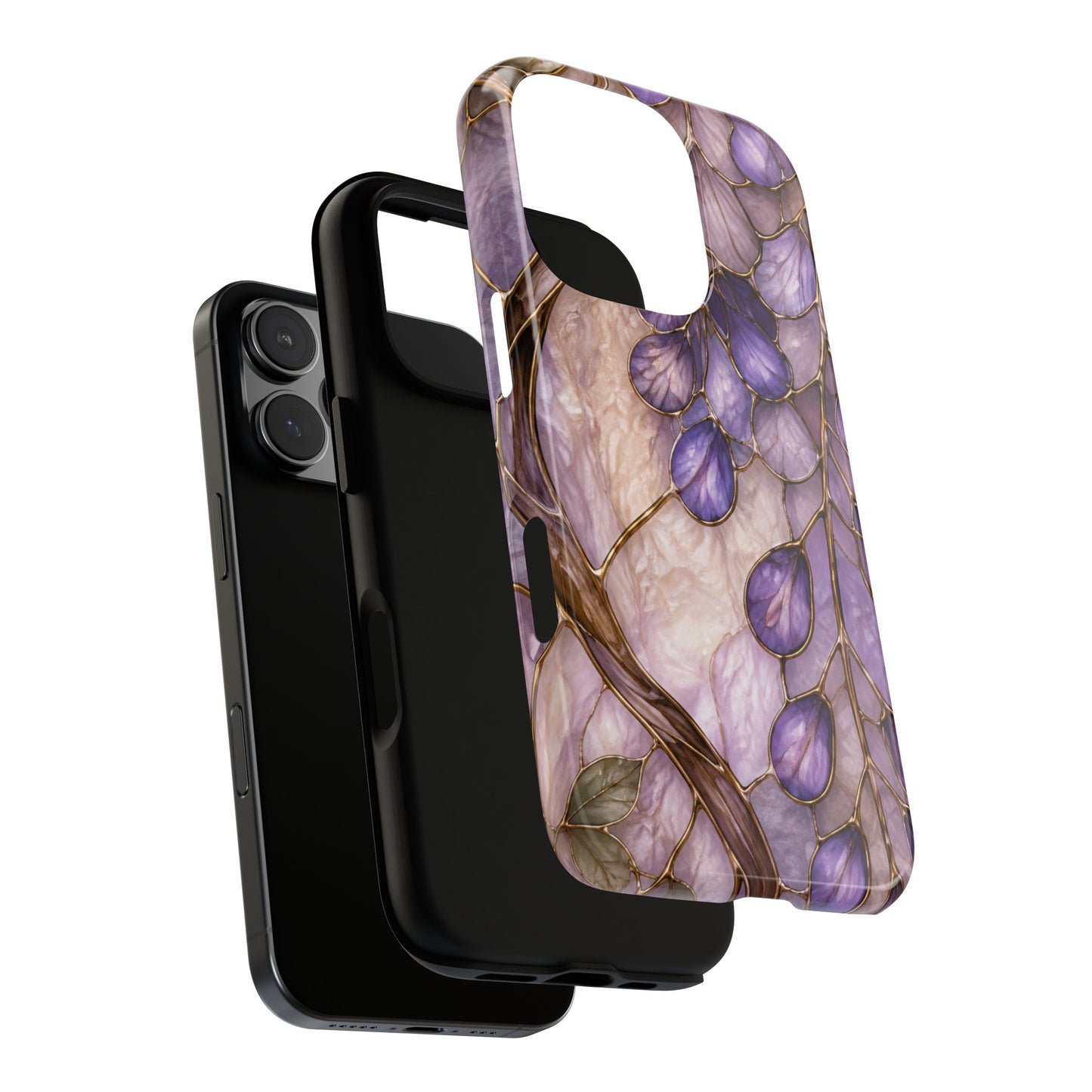 Wisteria Wilows Floral Lavender Vines Tough Phone Case- Stained glass floral collection