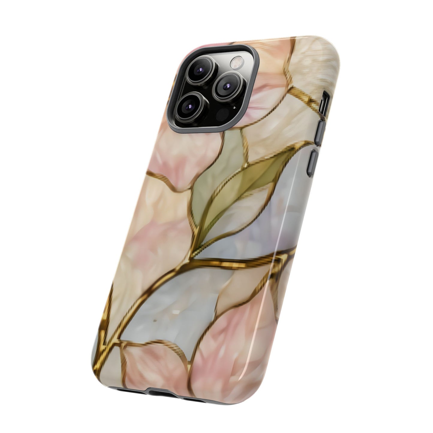Pink Petals Floral Stained Glass Tough Case — Pastel Pink Protective Phone Cover