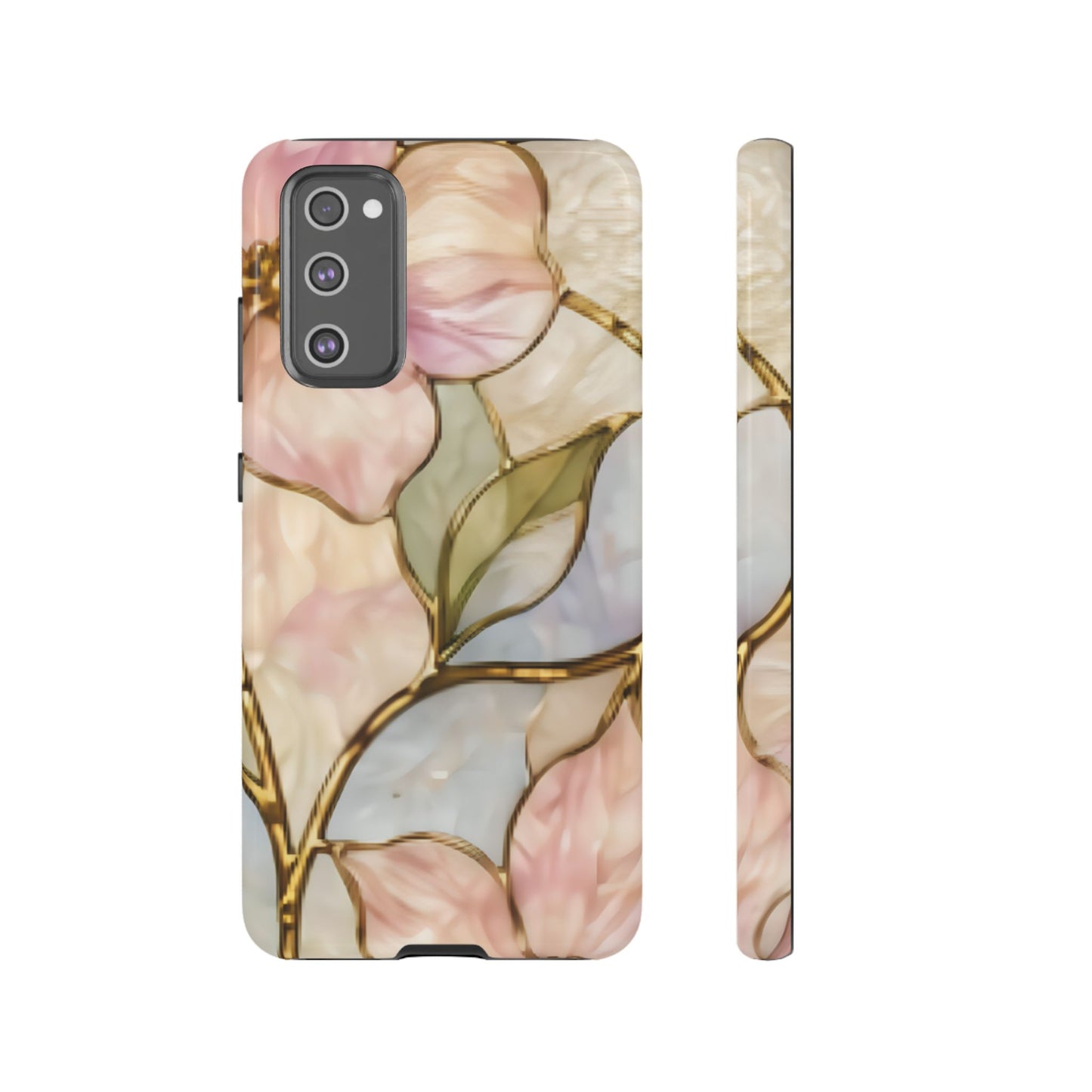 Pink Petals Floral Stained Glass Tough Case — Pastel Pink Protective Phone Cover