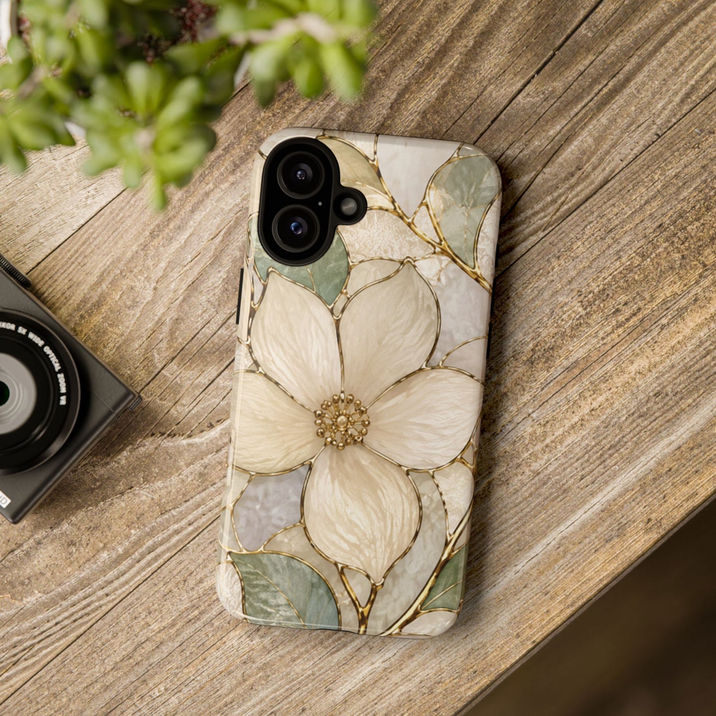 Ivory Bloom White Floral Tough Case - Stained Florals Collection Phone Case