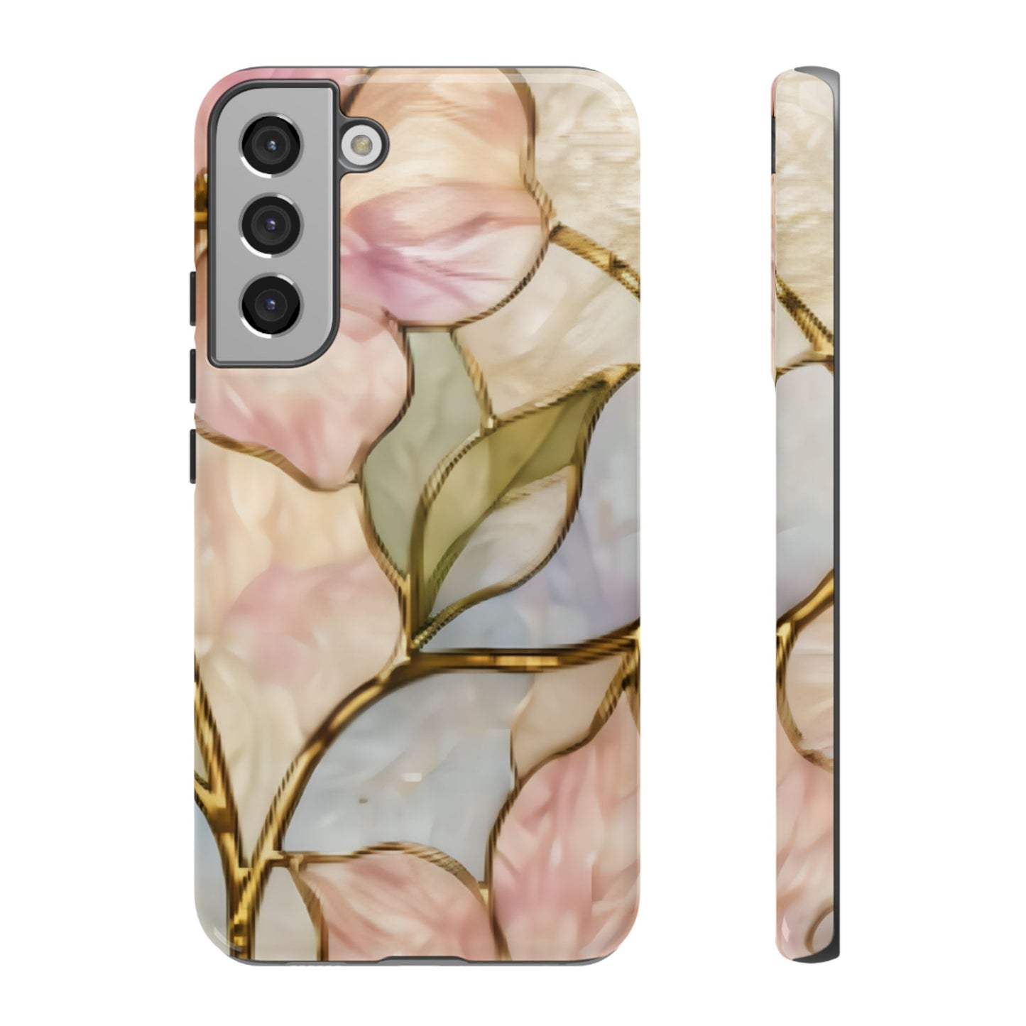 Pink Petals Floral Stained Glass Tough Case — Pastel Pink Protective Phone Cover