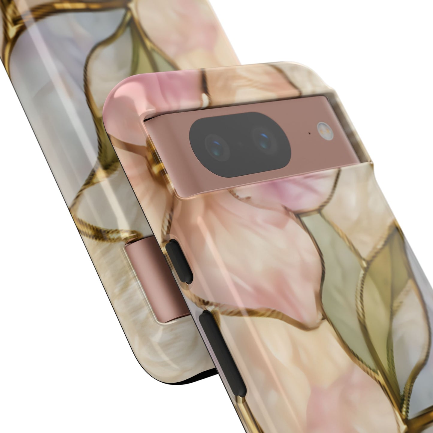 Pink Petals Floral Stained Glass Tough Case — Pastel Pink Protective Phone Cover