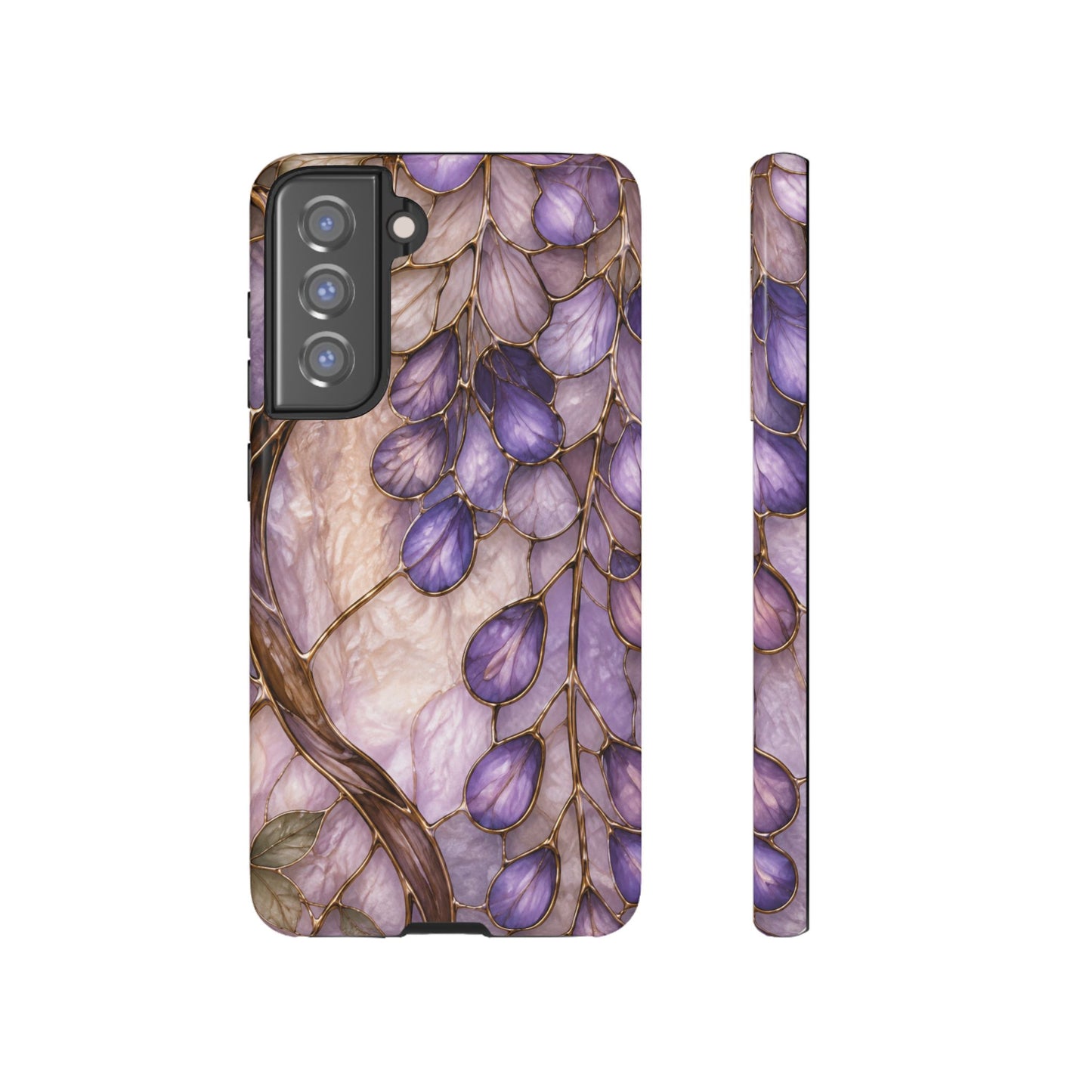 Wisteria Wilows Floral Lavender Vines Tough Phone Case- Stained glass floral collection