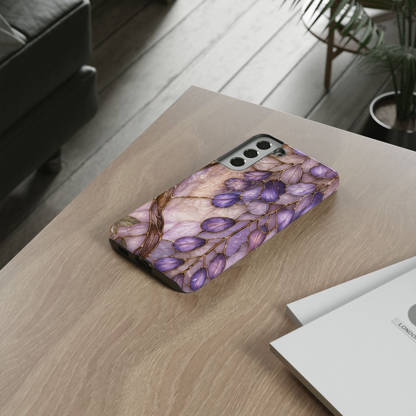 Wisteria Wilows Floral Lavender Vines Tough Phone Case- Stained glass floral collection