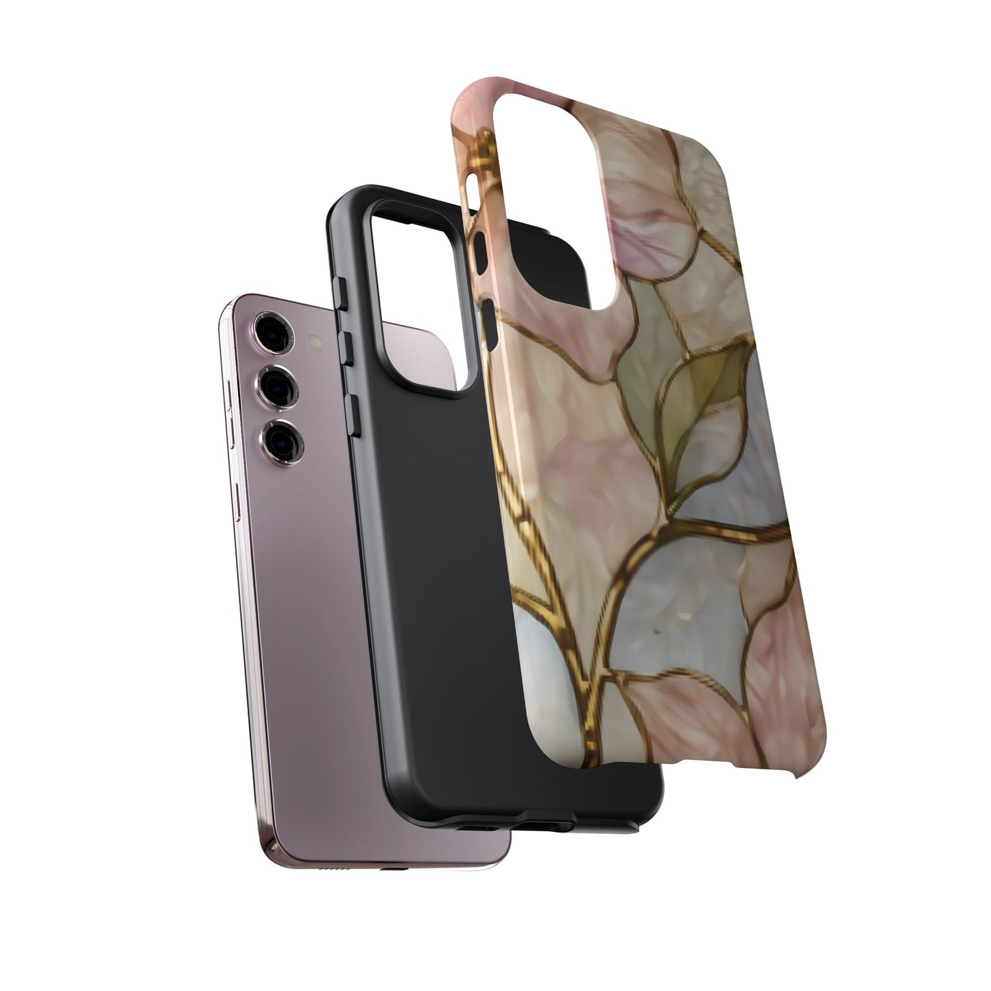 Pink Petals Floral Stained Glass Tough Case — Pastel Pink Protective Phone Cover