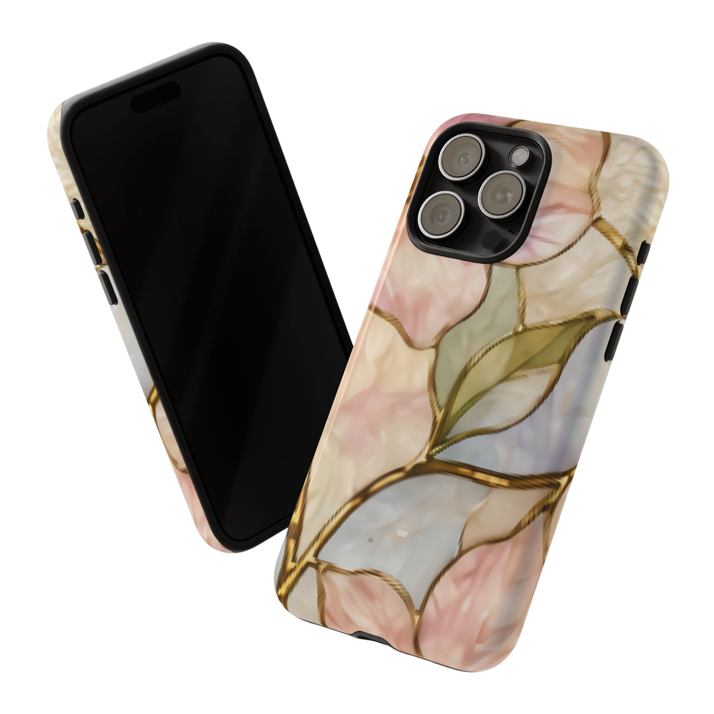Pink Petals Floral Stained Glass Tough Case — Pastel Pink Protective Phone Cover