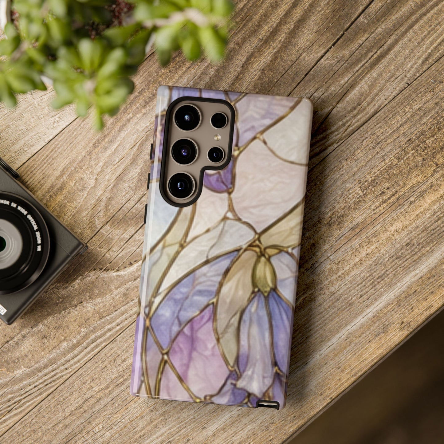 Lilac Meadows Stained Floral Glass Phone Case – Purple Lily Tough Case