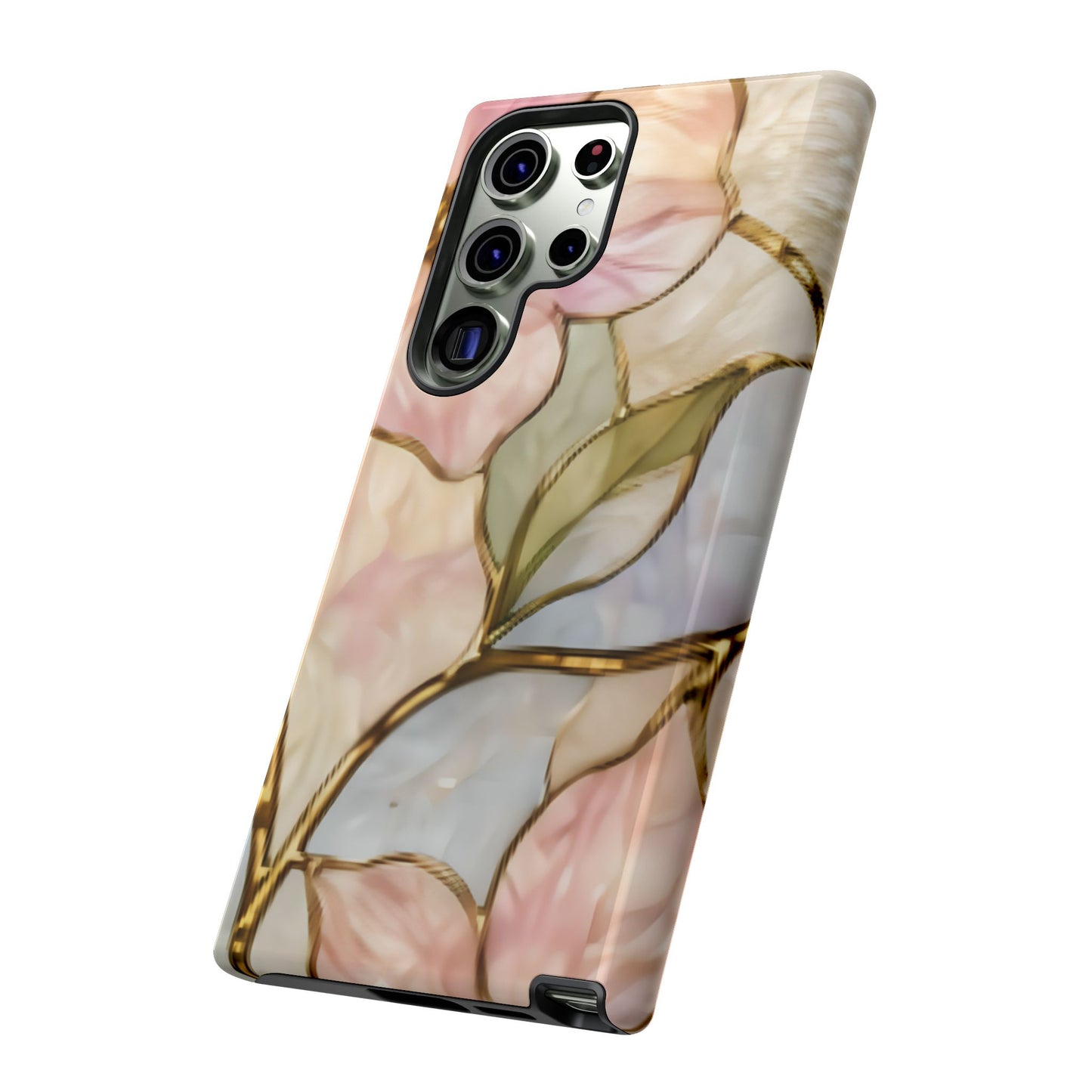 Pink Petals Floral Stained Glass Tough Case — Pastel Pink Protective Phone Cover