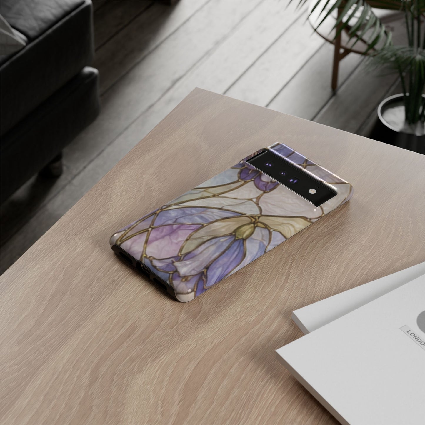 Lilac Meadows Stained Floral Glass Phone Case – Purple Lily Tough Case