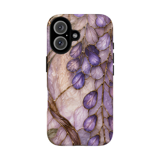 Wisteria Wilows Floral Lavender Vines Tough Phone Case- Stained glass floral collection