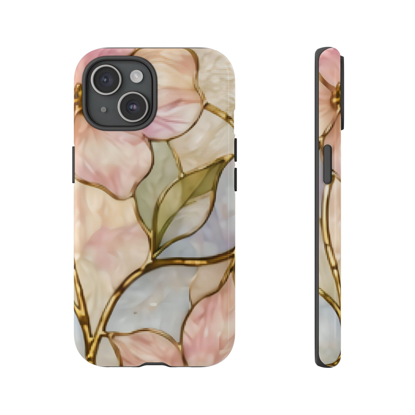 Pink Petals Floral Stained Glass Tough Case — Pastel Pink Protective Phone Cover