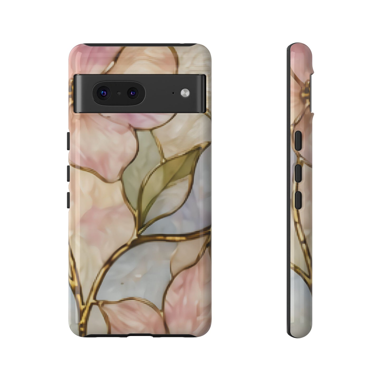 Pink Petals Floral Stained Glass Tough Case — Pastel Pink Protective Phone Cover