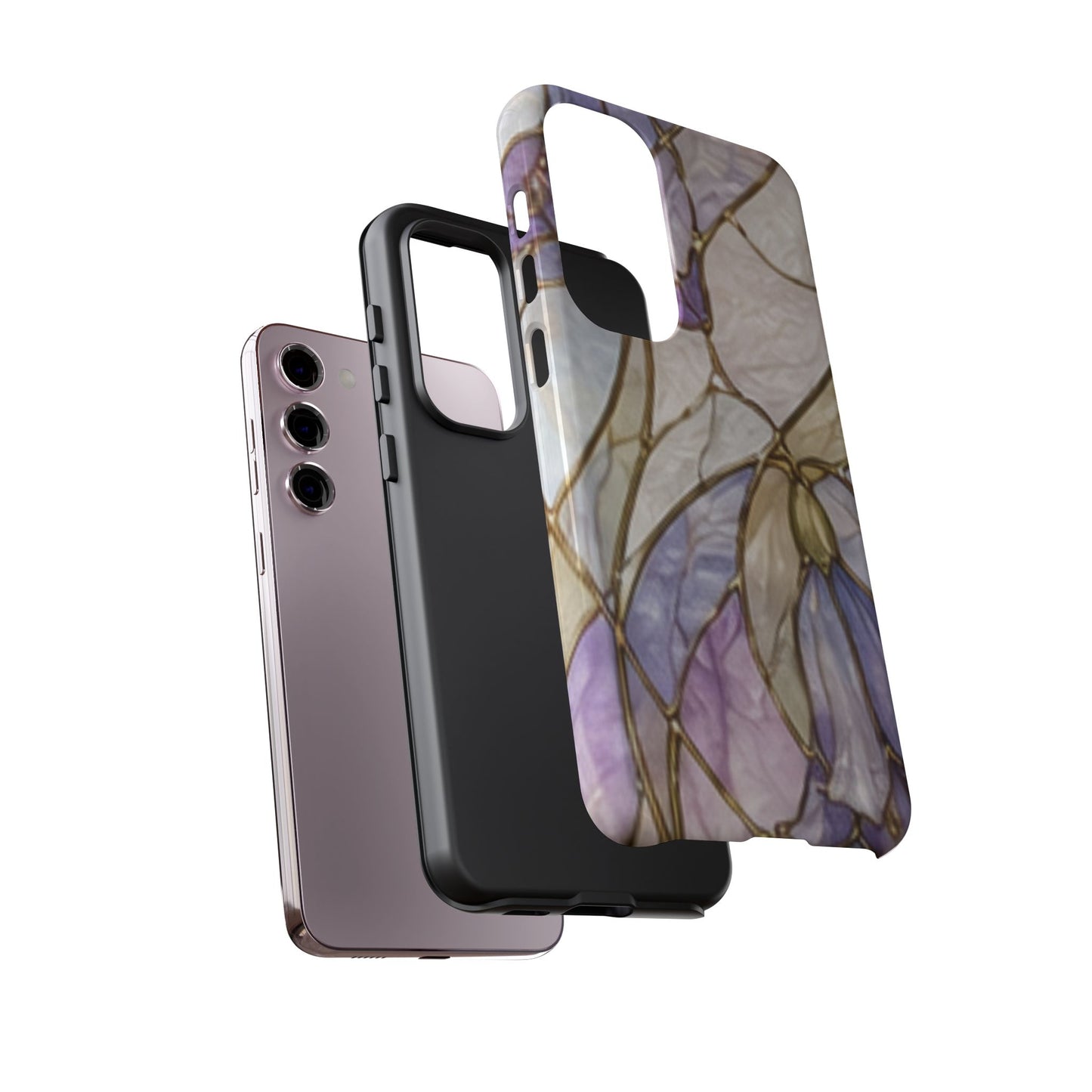 Lilac Meadows Stained Floral Glass Phone Case – Purple Lily Tough Case