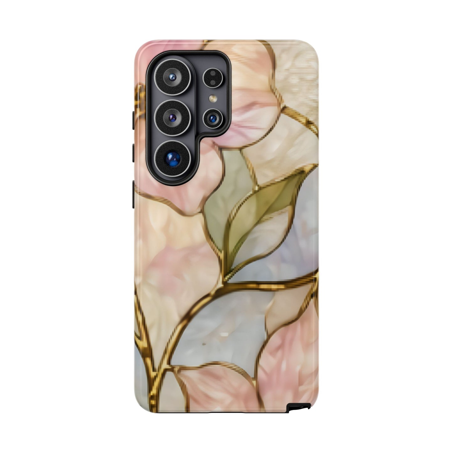 Pink Petals Floral Stained Glass Tough Case — Pastel Pink Protective Phone Cover