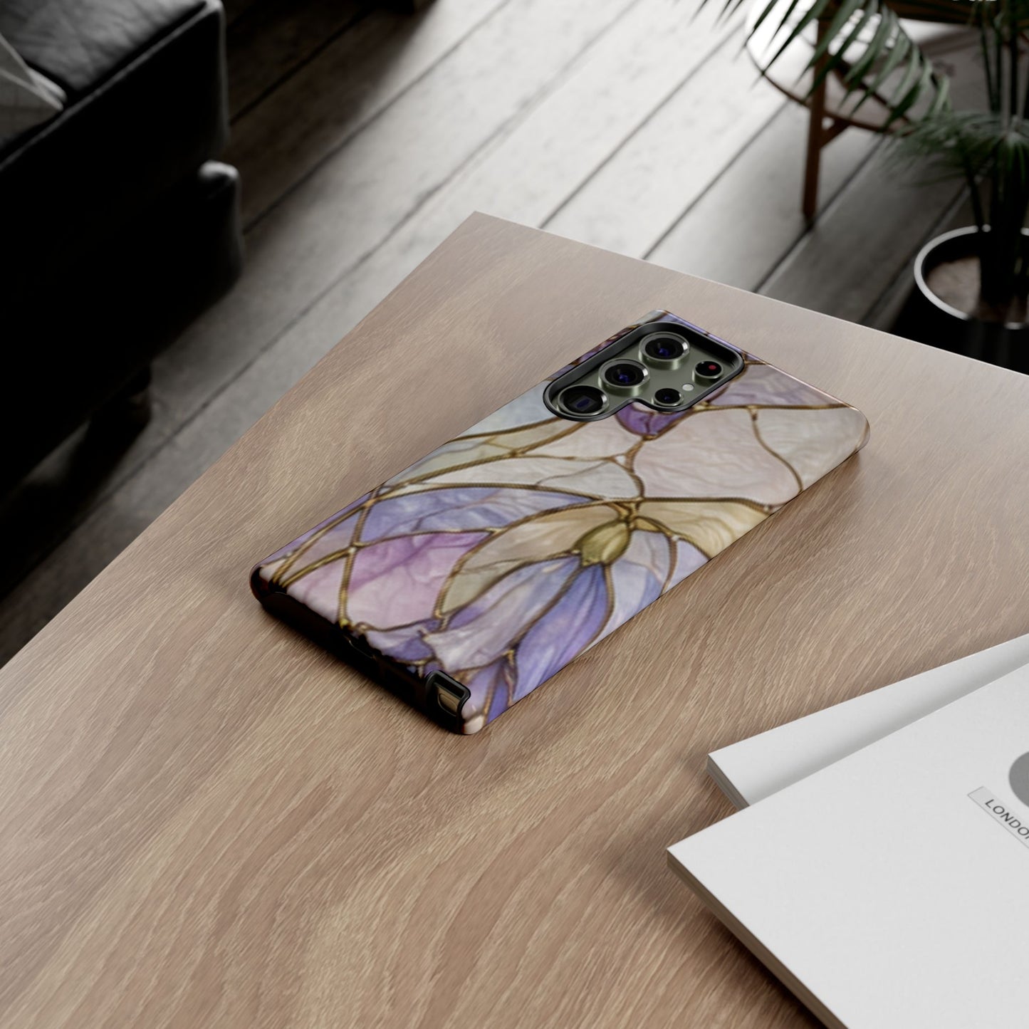 Lilac Meadows Stained Floral Glass Phone Case – Purple Lily Tough Case