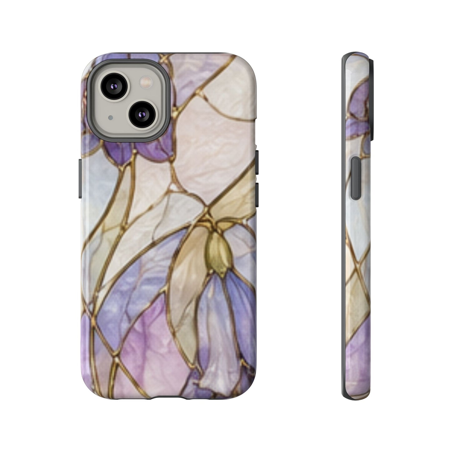 Lilac Meadows Stained Floral Glass Phone Case – Purple Lily Tough Case