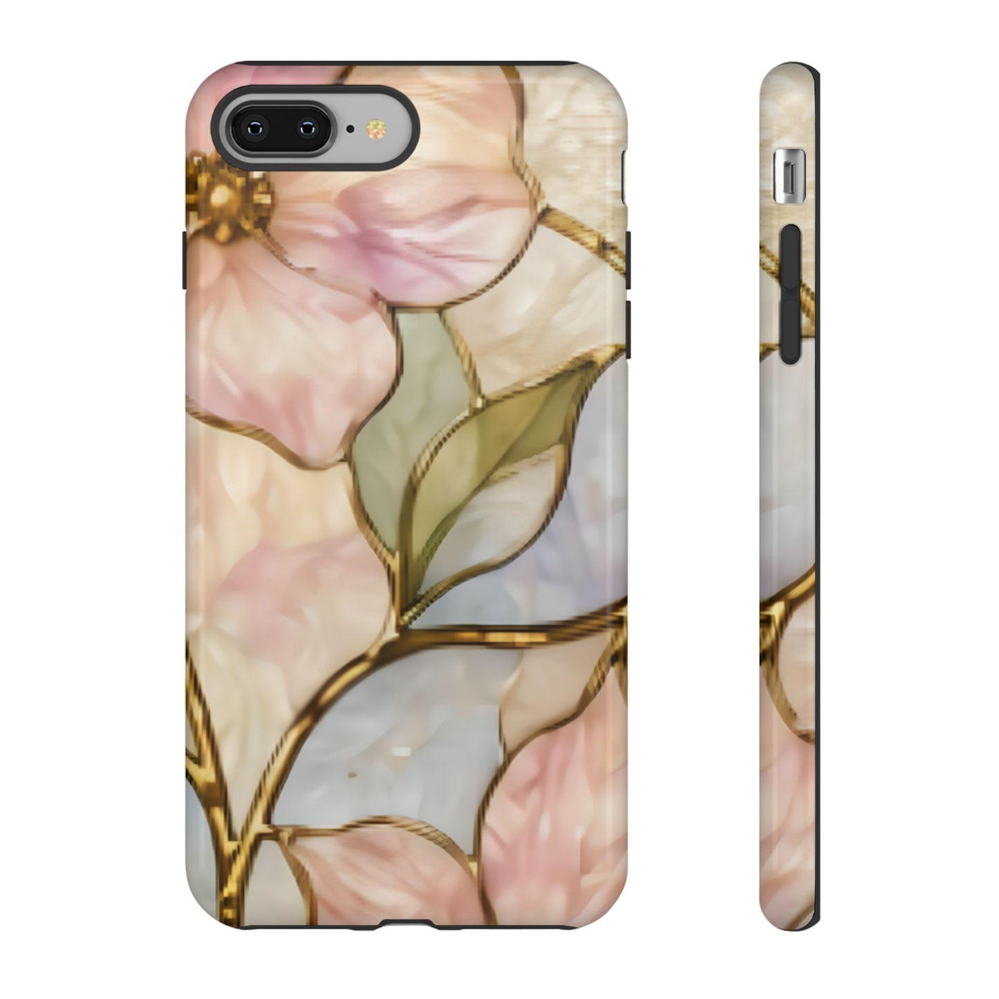 Pink Petals Floral Stained Glass Tough Case — Pastel Pink Protective Phone Cover
